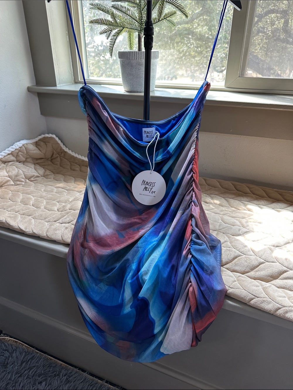 Princess Polly Strapless Multi-Blue Ruched Mini Dress